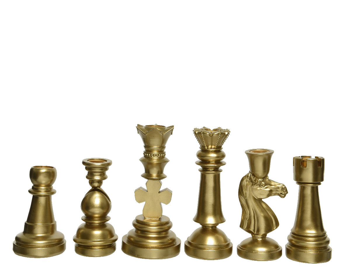 1 PORTACANDELA SCACCHI H24,5CM ORO MODELLO ASSORTITO