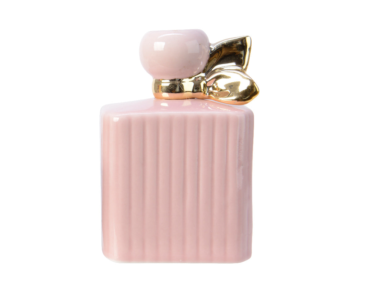 PORTACANDELA BOTTIGLIA DI PROFUMO 10,5X12CM ROSA