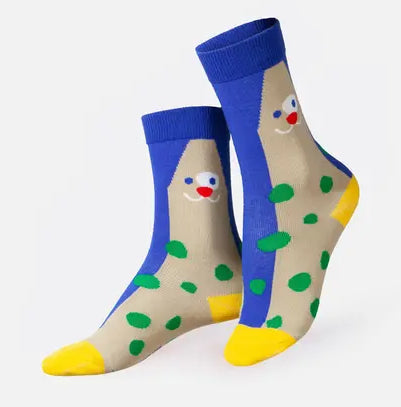 EAT MY SOCKS KIDS CALZINI HAPPY DOG - BEIGE, BLU E GIALLO