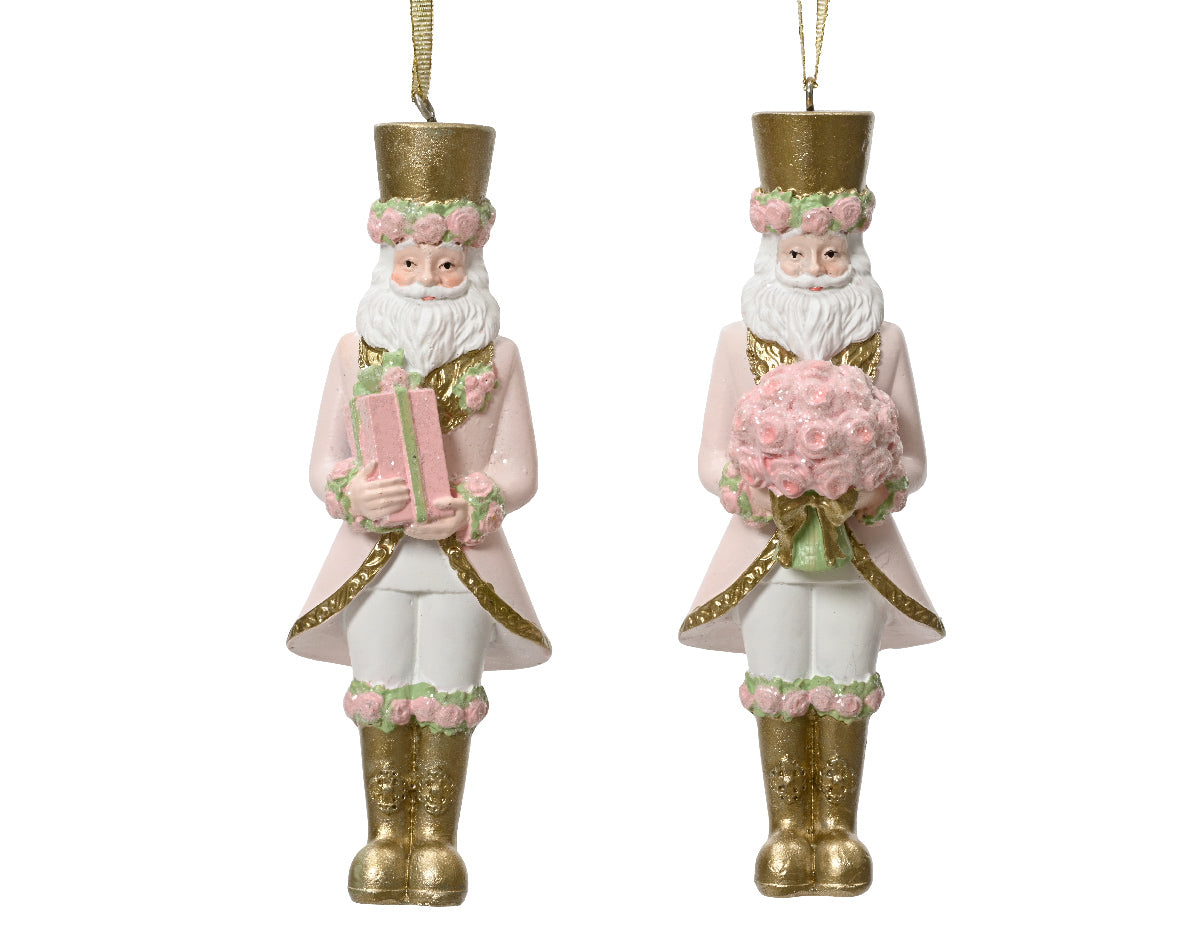 1 CIONDOLO SOLDATINO SCHIACCIANOCI ROSA CON REGALO/FIORI H12CM