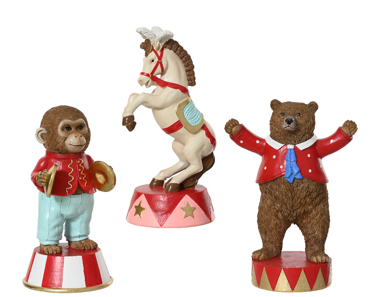 Animale Circo Decorazione Natalizia modello assortito Multicolore H19cm