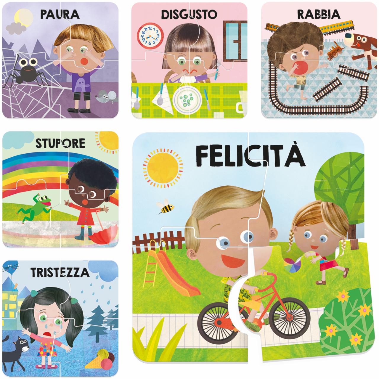 Gioco Puzzle Primi Incastri Emozioni 24 Tessere Multicolore Headu