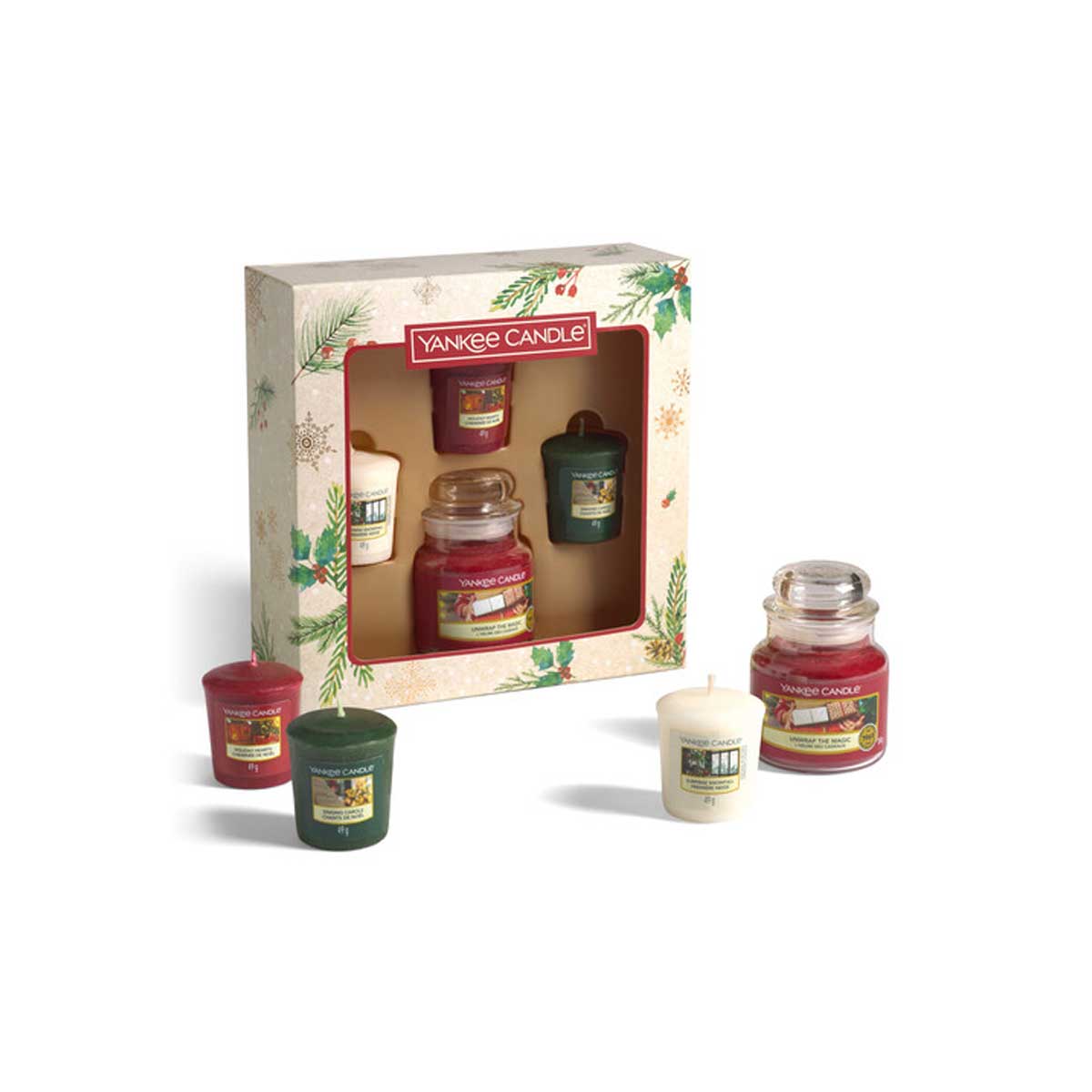 GIFT SET XMAS 2020 1 CANDELA GIARA PICCOLA + 3 CANDELE VOTIVE MIX