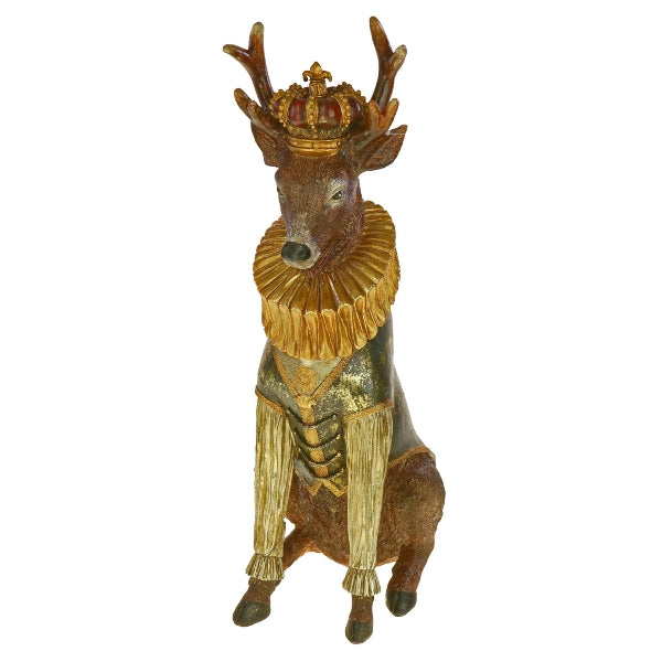 Figura Duca Cervo con corona multicolore 18x28.5x53.5cm Classic X-Mas