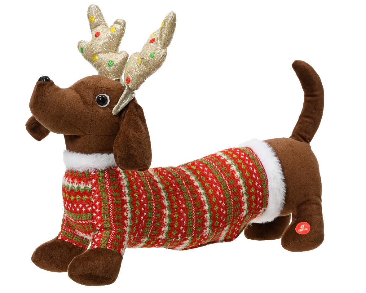 PUPAZZO PELUCHE BASSOTTO CON MOVIMENTI H32CM