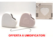 OFFERTA 6 UMIDIFICATORI CON CUORE E FOGLIOLINE IN CERAMICA PER TERMOSIFONI