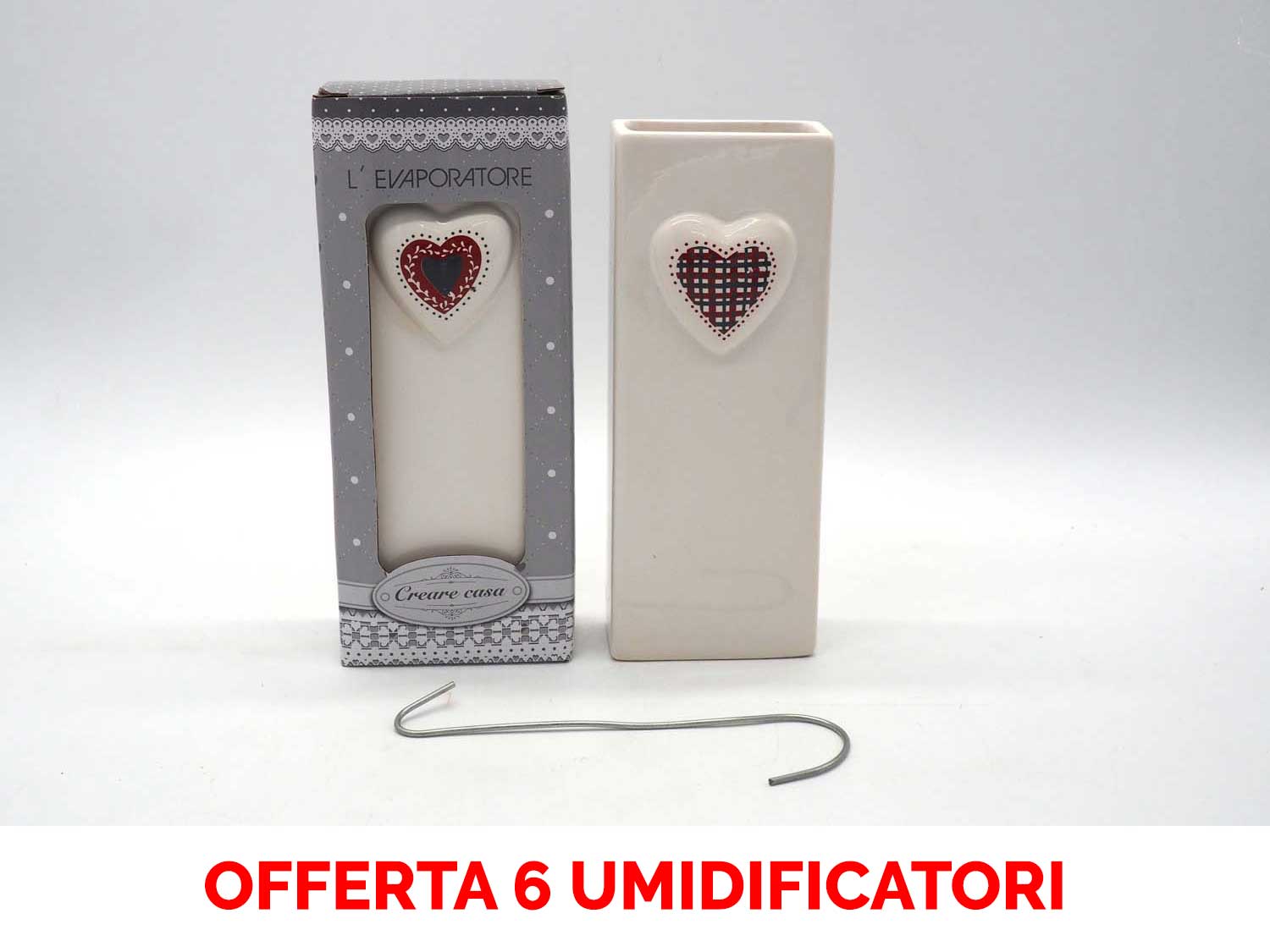 OFFERTA 6 UMIDIFICATORI IN CERAMICA CON CUORE PER TERMOSIFONI