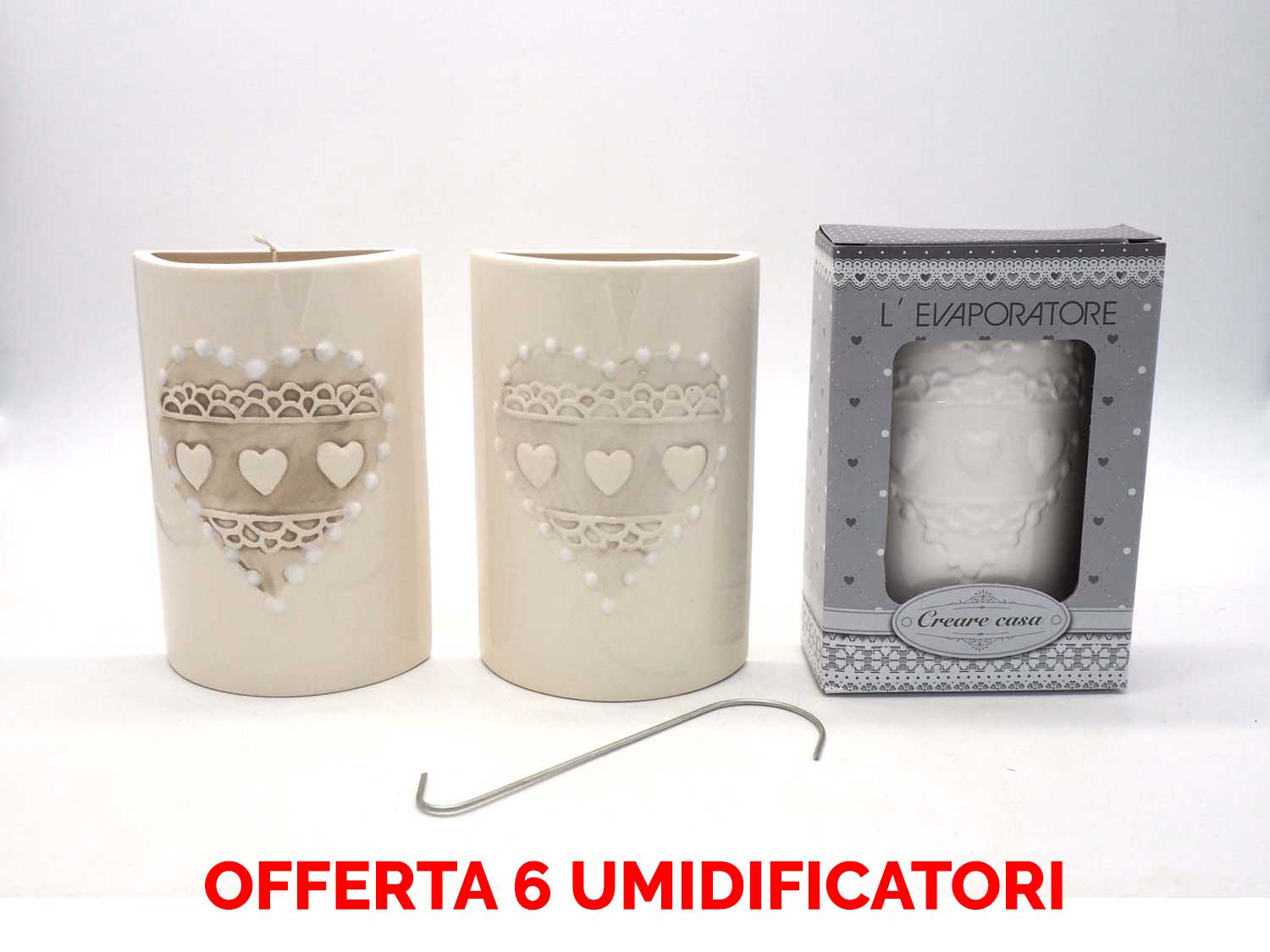 OFFERTA 6 UMIDIFICATORI IN CERAMICA CON CUORI PER TERMOSIFONI