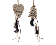 PENDENTE NATALIZIO IN LEGNO CON CUORE O ALBERO FRASE NATALIZIA ASSORTITO