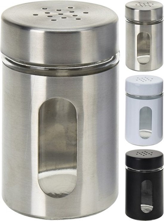 SALIERA VETRO/INOX 8CM COLORE ASSORTITO