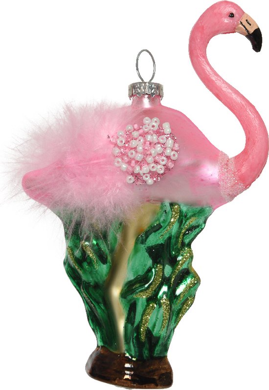 FENICOTTERO ROSA IN VETRO APPENDIBILE 13CM