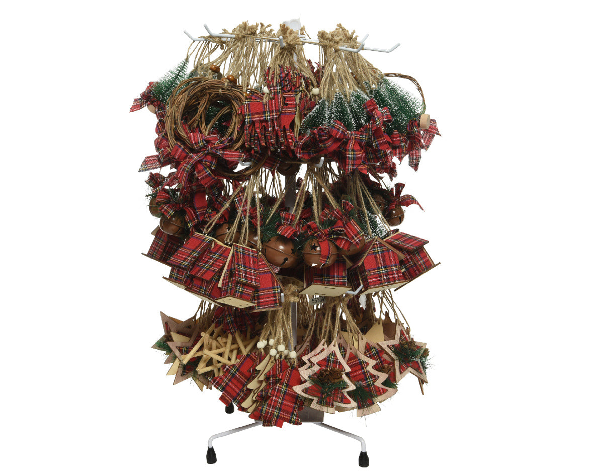 OFFERTA 12 DECORAZIONI DI NATALE FANTASIA SCOZZESE H8,5CM MODELLO ASSORTITO