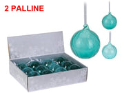 OFFERTA 2 PALLINE IN VETRO 10CM AZZURRO