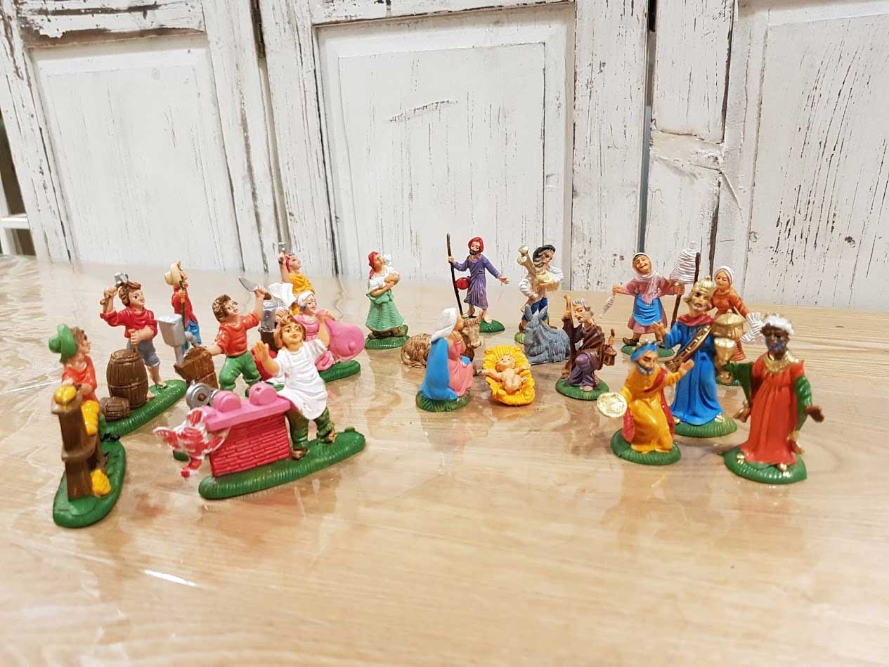 SET 20 STATUINE NATIVITA' + PASTORI SEMPLICI E DOPPI 5CM