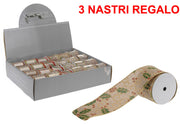 OFFERTA 3 NASTRI REGALO 270X6CM CON DECORAZIONI ASSORTITI