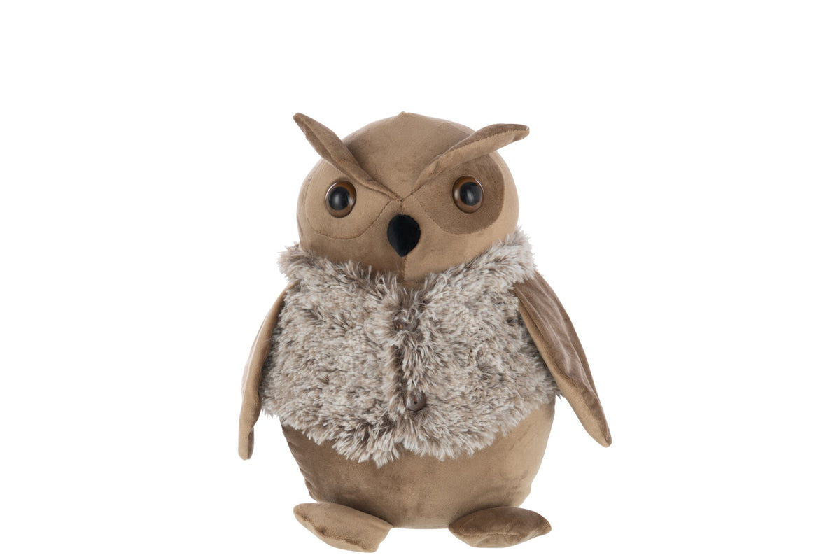 Ferma Porta Gufo Giacca Poliestere Cammello/Beige 28cm Peraga Christmas