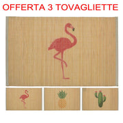 OFFERTA 3 PZ TOVAGLIETTA BAMBU 30X45CM FANTASIA ASSORTITA