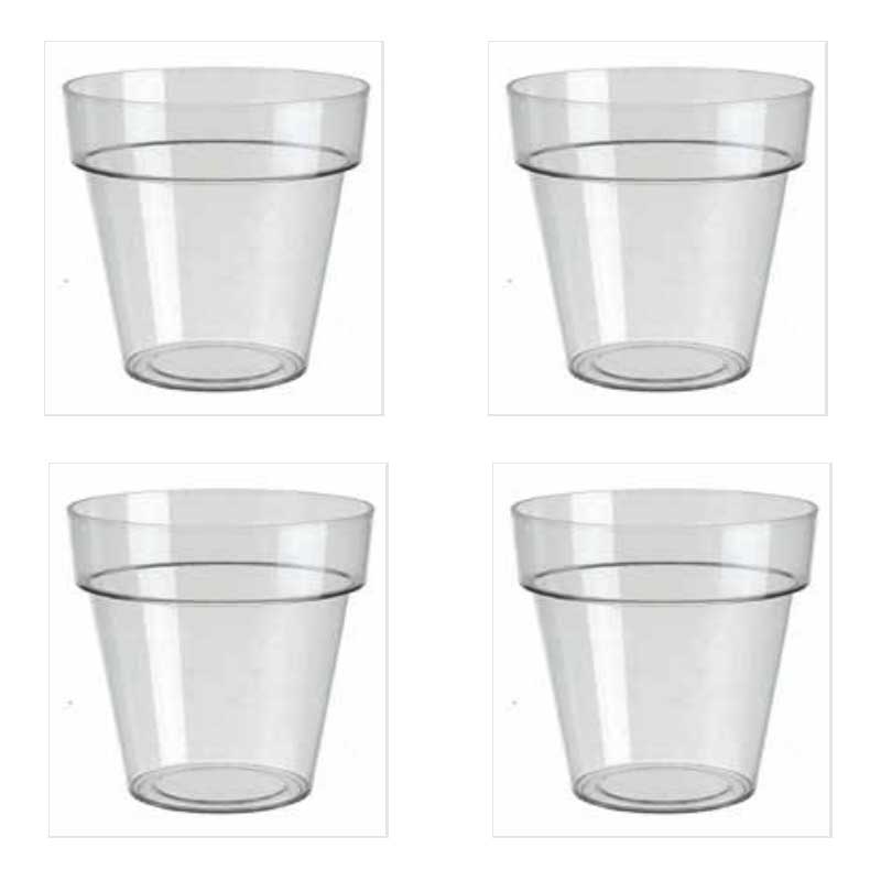 OFFERTA 4 VASI PORTAVASO PER ORCHIDEE MEDITERRANEO TRASPARENTE 14CM