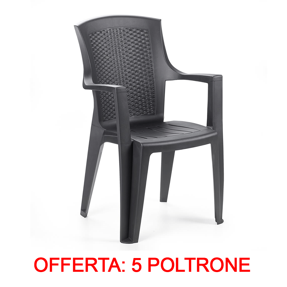 OFFERTA 5 POLTRONE EDEN 60X62X89 CM ANTRACITE