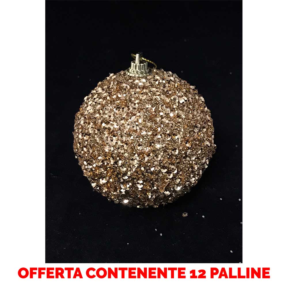 OFFERTA 12 PALLINE DI NATALE 8 CM ORO GLITTERATE