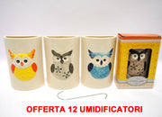OFFERTA 12 UMIDIFICATORI CON GUFO COLORATO IN CERAMICA PER TERMOSIFONI