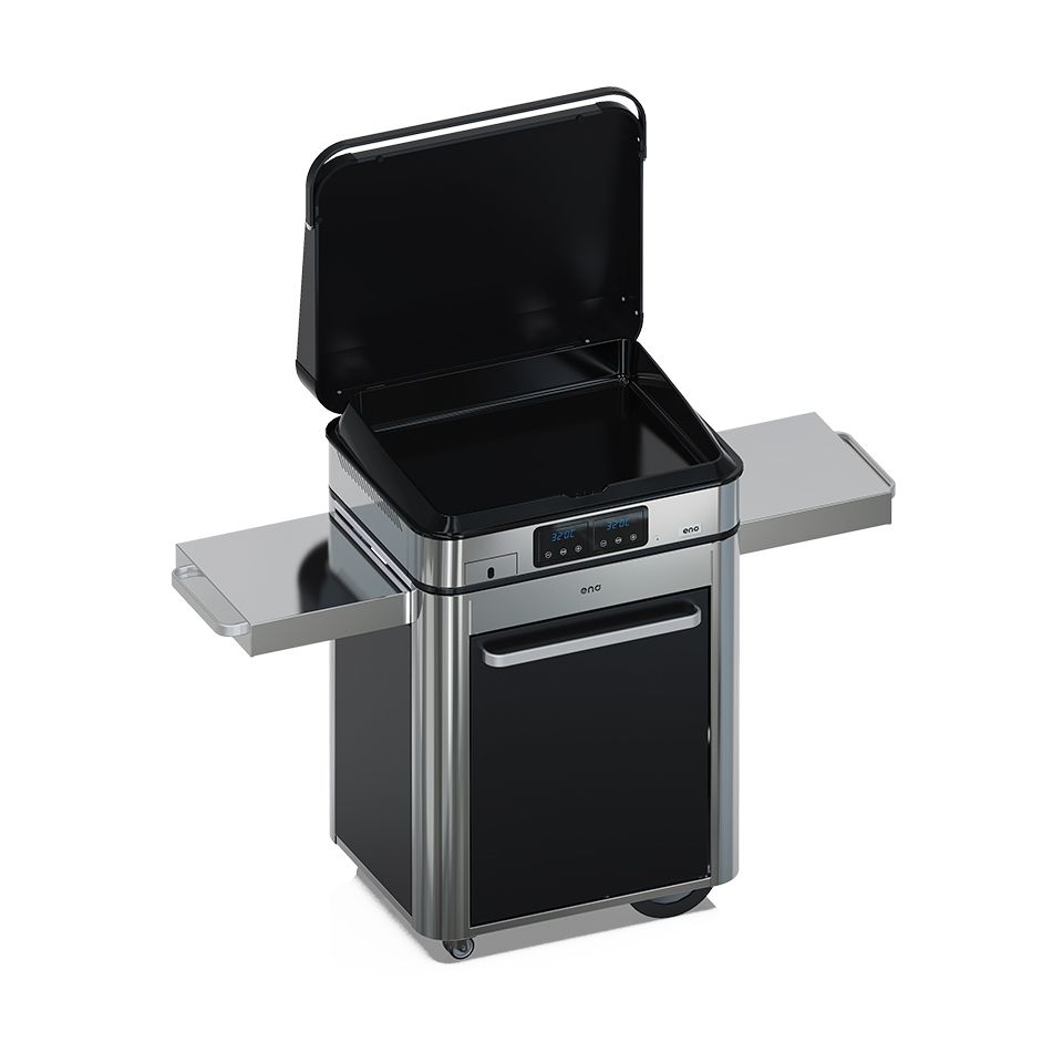 ENO Plancha Elettrica Enosign 65 con Carrello, 100×128×67 cm, Acciaio Inox