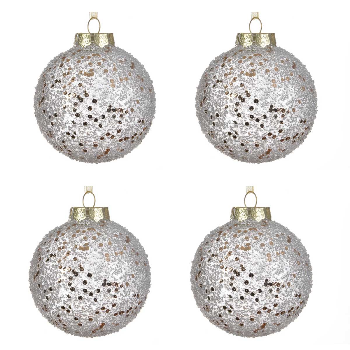 OFFERTA 4 PALLINE DI NATALE ARGENTO 8CM