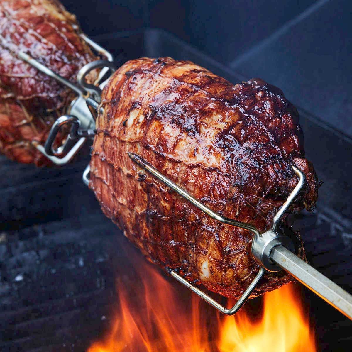 Girarrosto Elettrico con Supporto Magnetico per Barbecue Serie S-400 e Burnhard EARL Acciaio Inox SANTOS