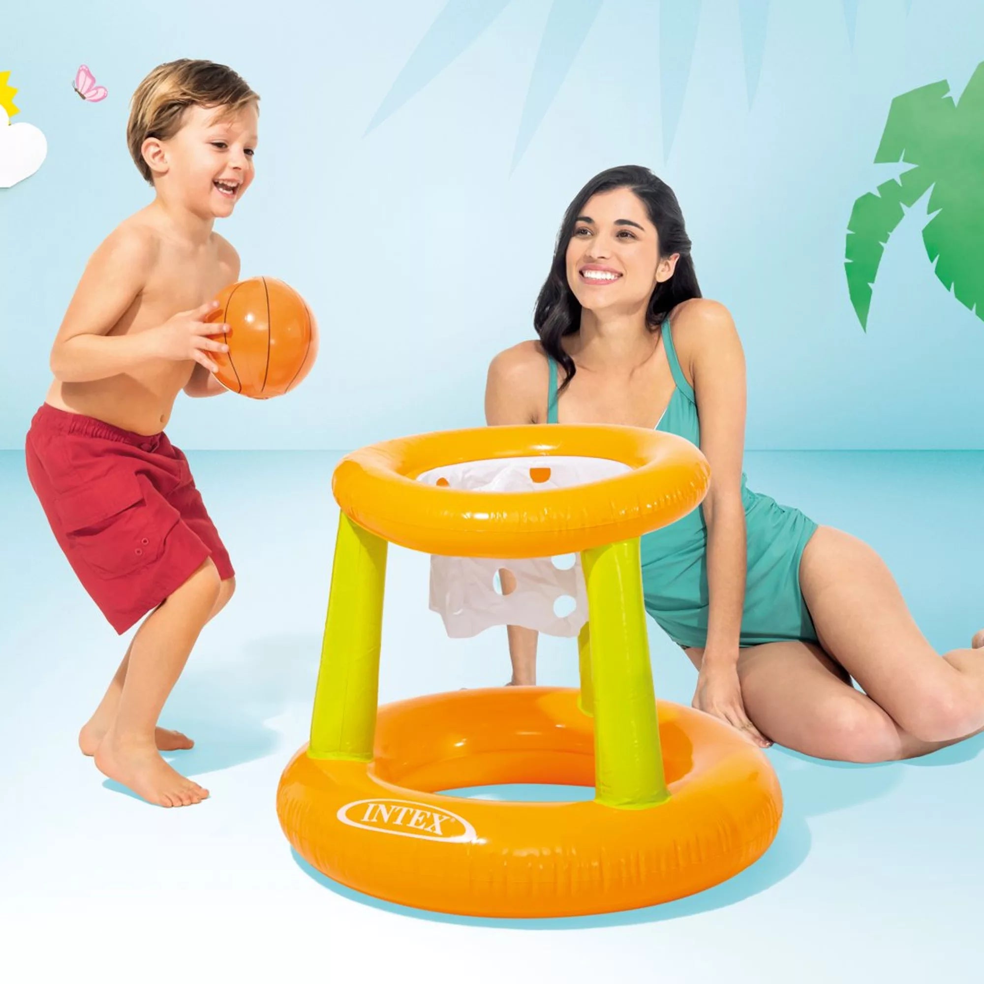 Canestro Gonfiabile con Rete 67cm x 55cm Multicolore Intex