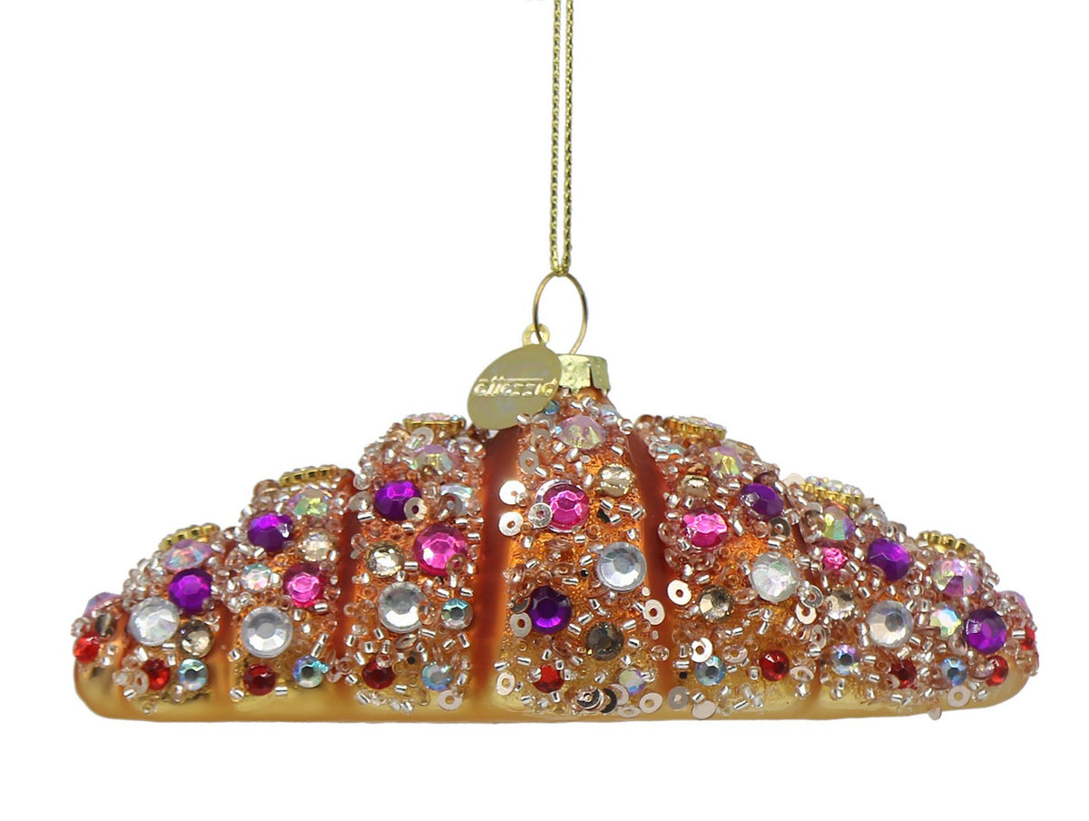 Pendaglio Croissant Decorato 12x5x4cm Multicolore Christmas