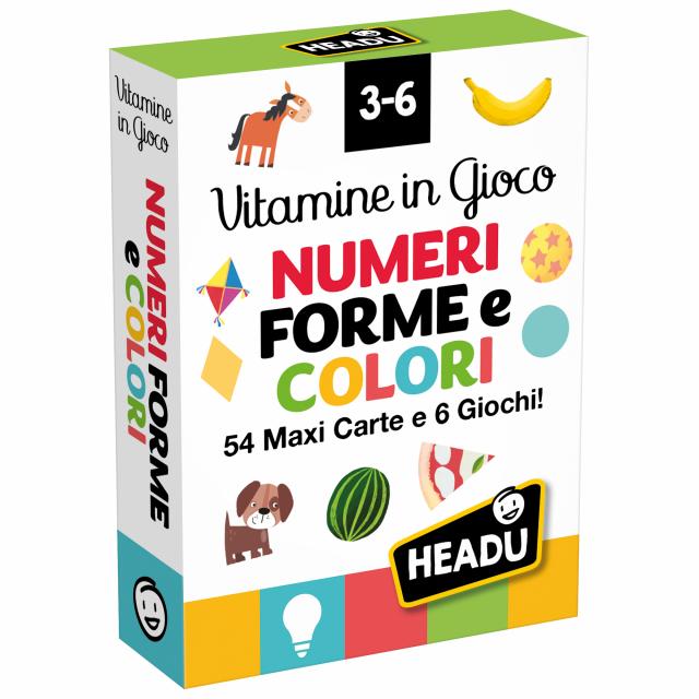 Gioco Educativo Numeri Forme Colori 54 Maxi Carte HEADU