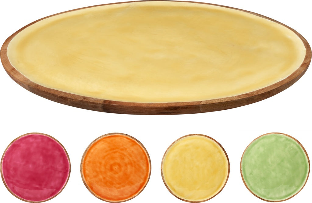 Piatto in Legno di Mango D 38cm Colore Assortito