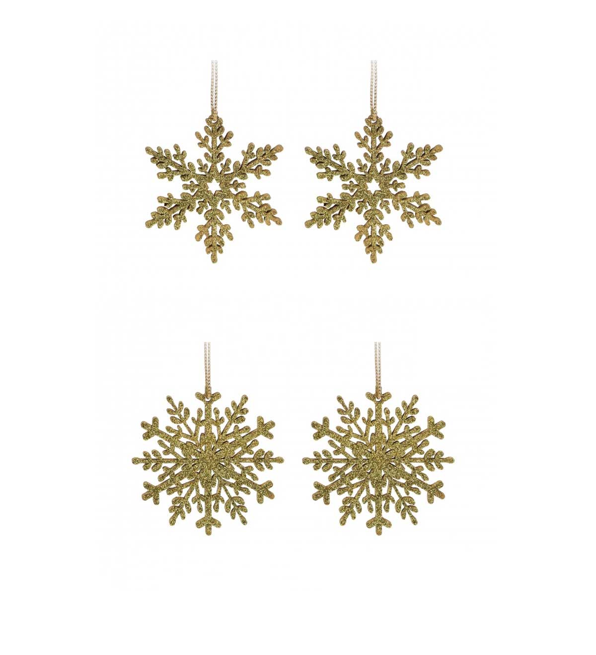 OFFERTA 2 FIOCCHI DI NEVE APPENDIBILI 9 CM ORO ASSORTITI