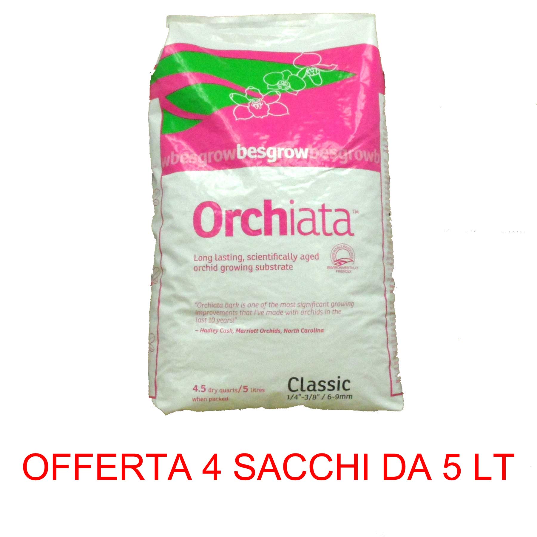 OFFERTA 4 PZ ORCHIATA CLASSIC 6-9MM 5LT SUBSTRATO ORCHIDEE