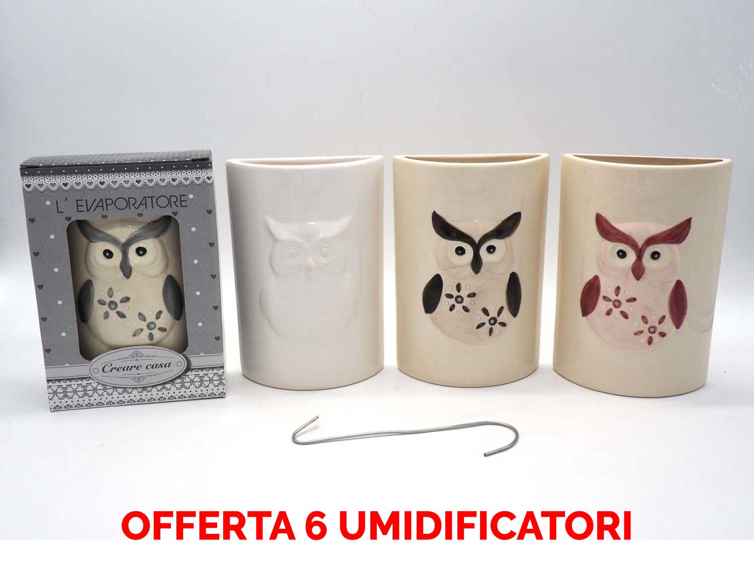 OFFERTA 6 UMIDIFICATORI IN CERAMICA CON GUFI PER TERMOSIFONI