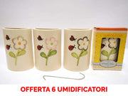 OFFERTA 6 UMIDIFICATORI IN CERAMICA CON FIORI PER TERMOSIFONI