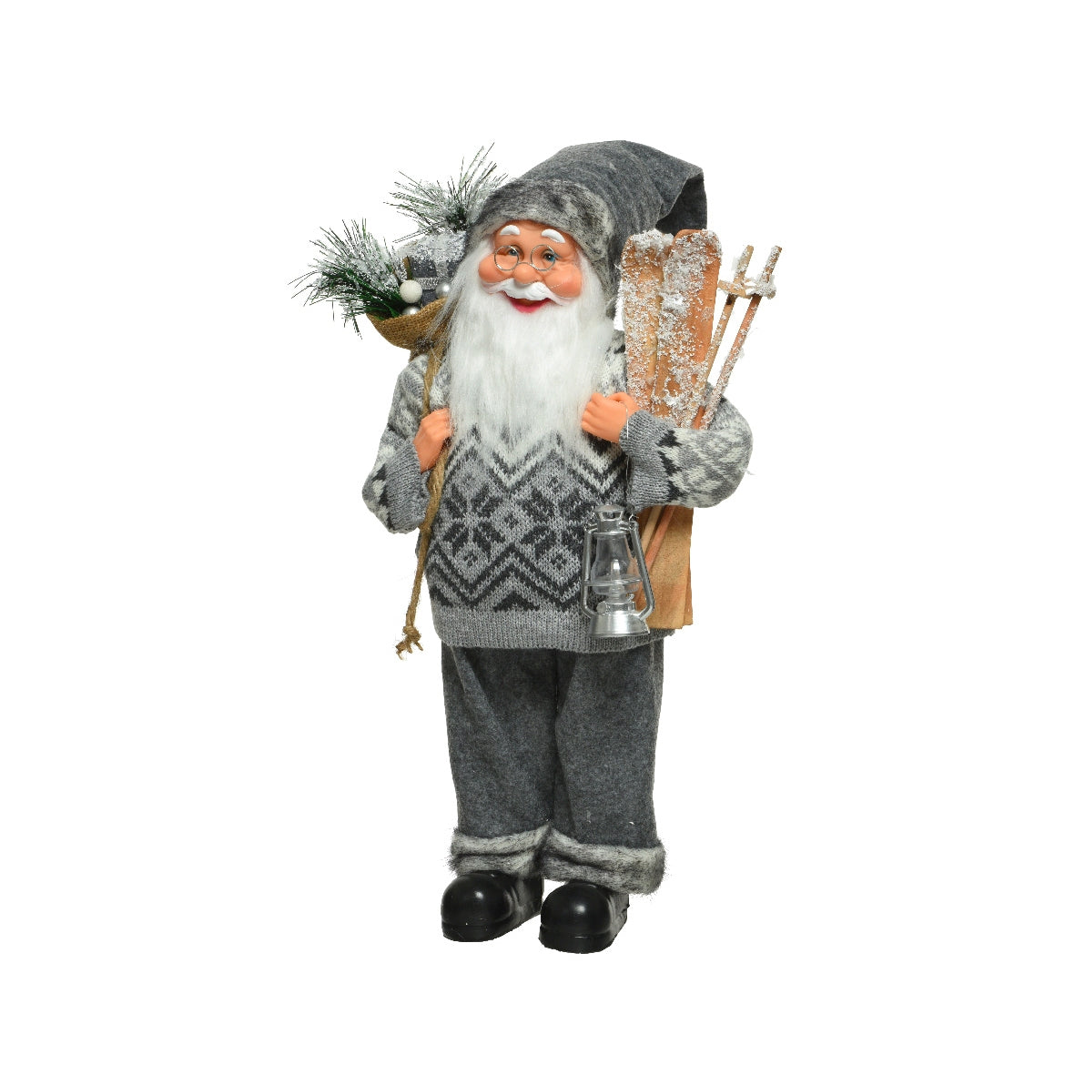 DECORAZIONE BABBO NATALE CON SCI 45 CM