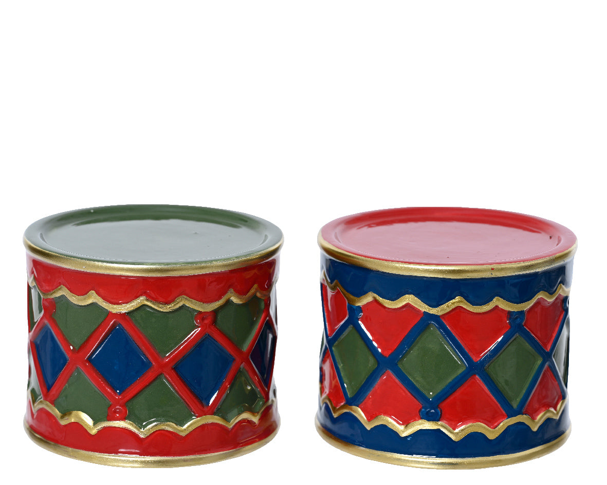DECORAZIONE NATALIZIA TAMBURO, Ø9 X H7 CM, FATTA A MANO, MODELLO ASSORTITO