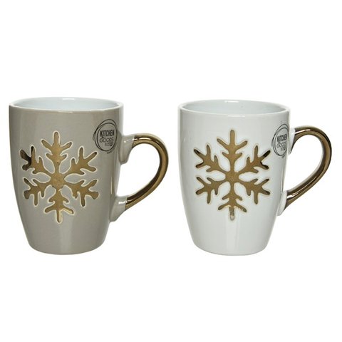 TAZZA MUG NATALIZIA CON FIOCCO DI NEVE ORO MODELLO ASSORTITO