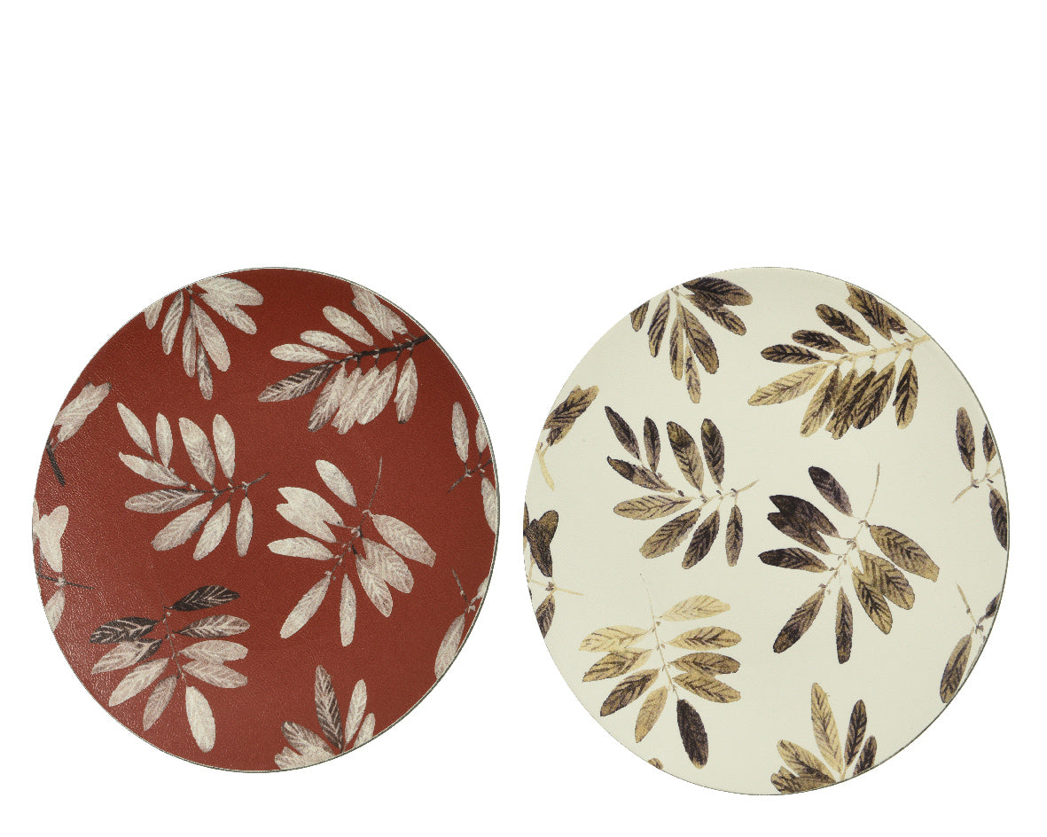 PIATTO DECORATO CON FOGLIE 33CM COLORE ASSORTITO