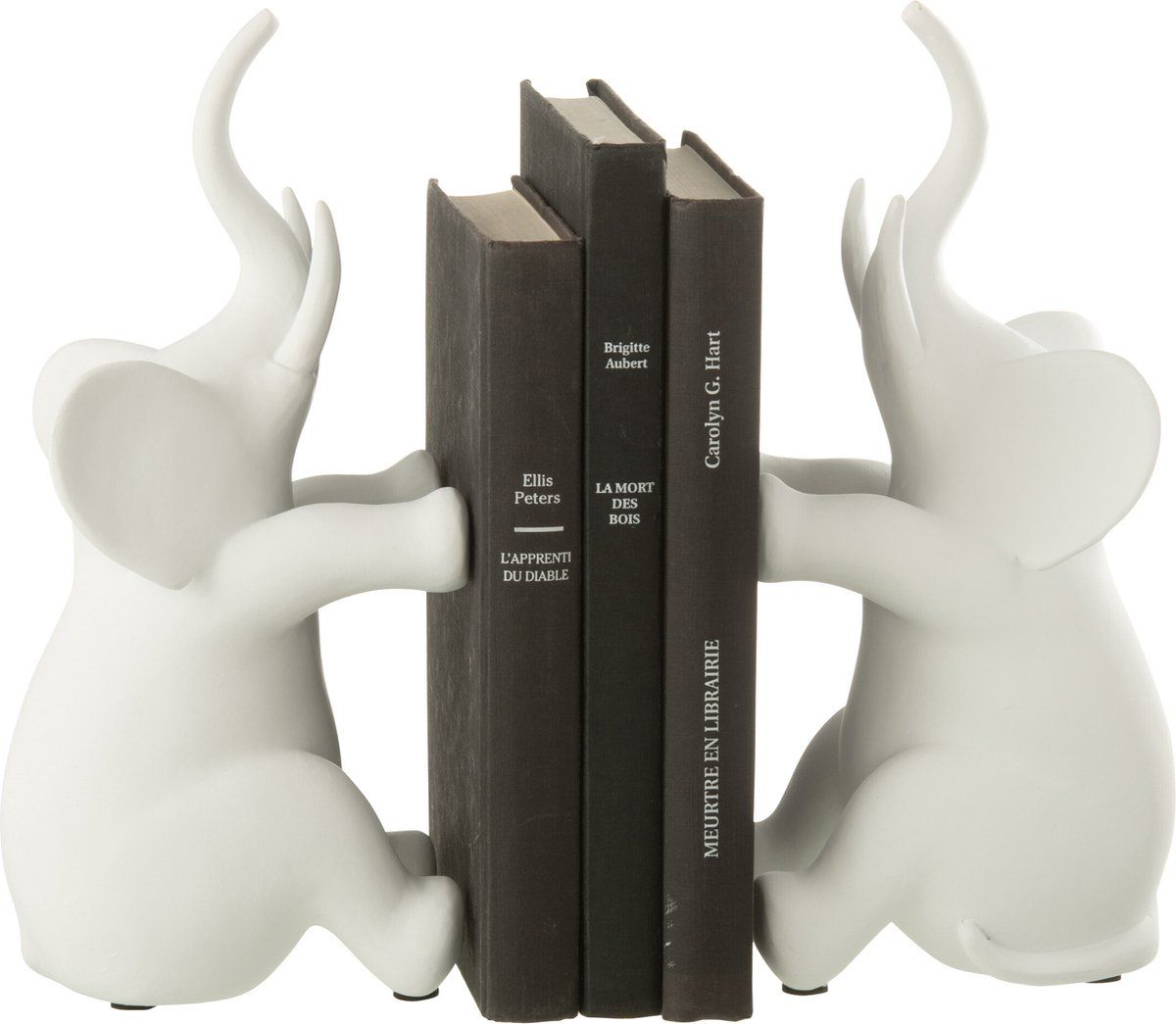 Set 2 Fermalibri Elefante Seduto 24.2x9.5x26.2 cm Bianco