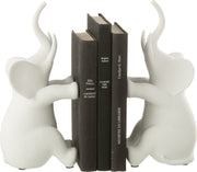 Set 2 Fermalibri Elefante Seduto 24.2x9.5x26.2 cm Bianco