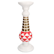 PORTACANDELE IN RESINA BIANCO ROSSO ORO Ø13H35,5CM