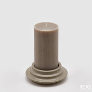ELEGANTE CANDELA DORICA C/PIATTO D.8X15CM GRIGIO