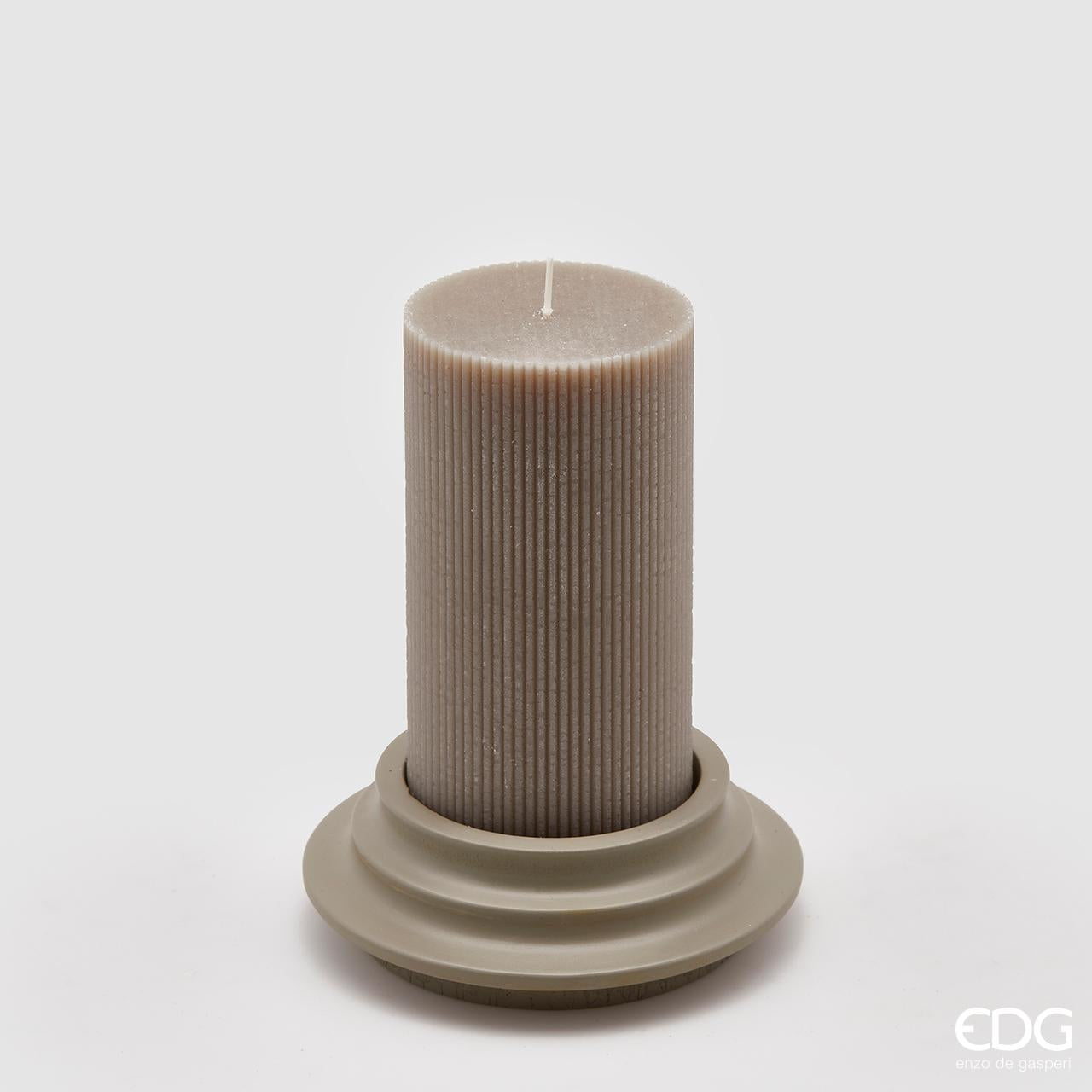 ELEGANTE CANDELA DORICA C/PIATTO D.8X15CM GRIGIO