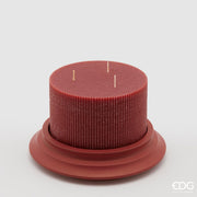 ELEGANTE CANDELA DORICA C/PIATTO D.15X10CM ROSSO BORGOGNA