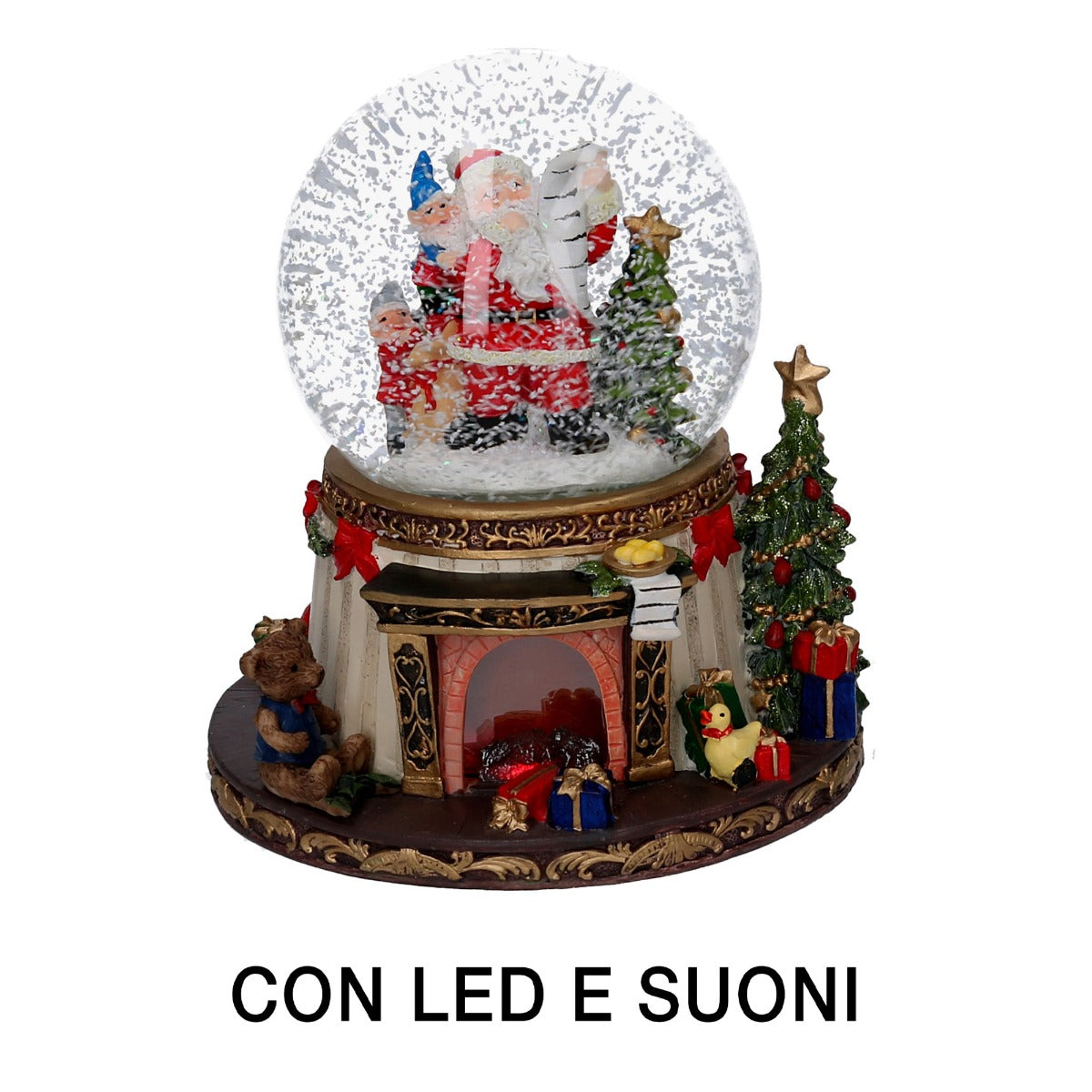 SFERA AD ACQUA NATALIZIA BABBO NATALE 16.5CM CON LED E SUONI
