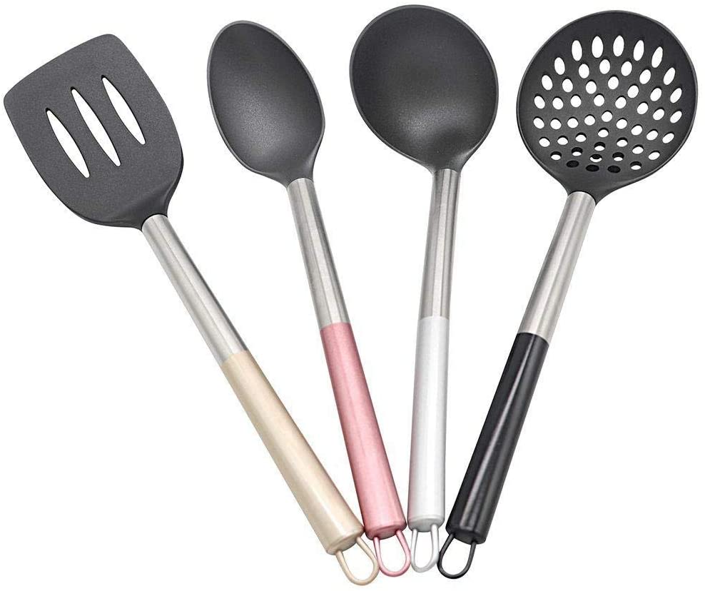 SET 4 MESTOLI IN NYLON CON MANICO Q.B. FLUO