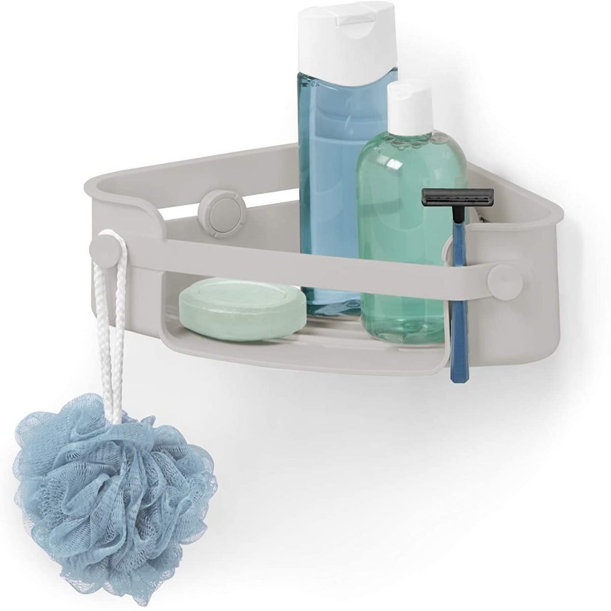 MENSOLA ANGOLARE PORTA ACCESSORI DOCCIA/BAGNO GRIGIA
