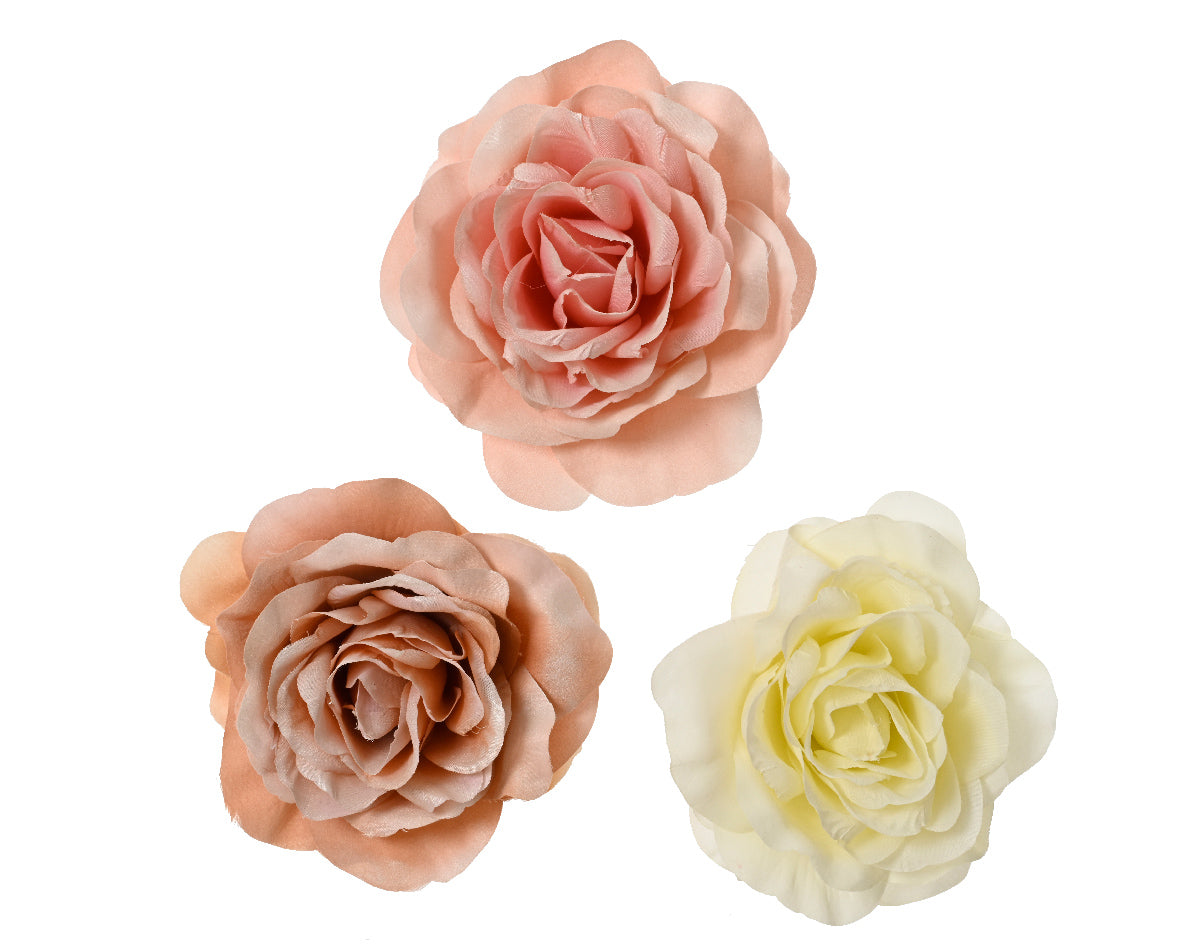 ROSA DECORATIVA SU CLIP CON PERLE E GLITTER - COLORE ASSORTITO